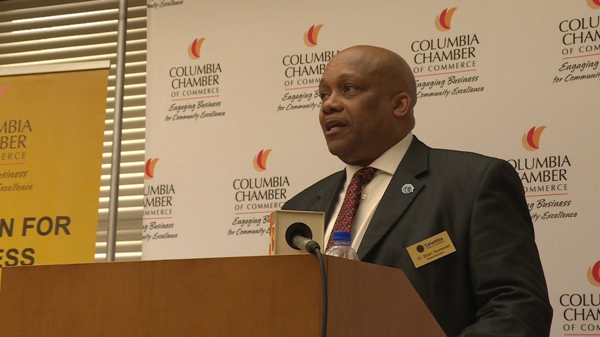 Brian Yearwood speaks at Chamber event